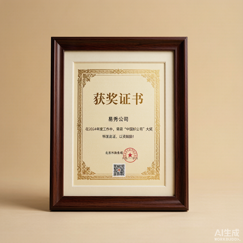 年度诗魁烫金证书裱框